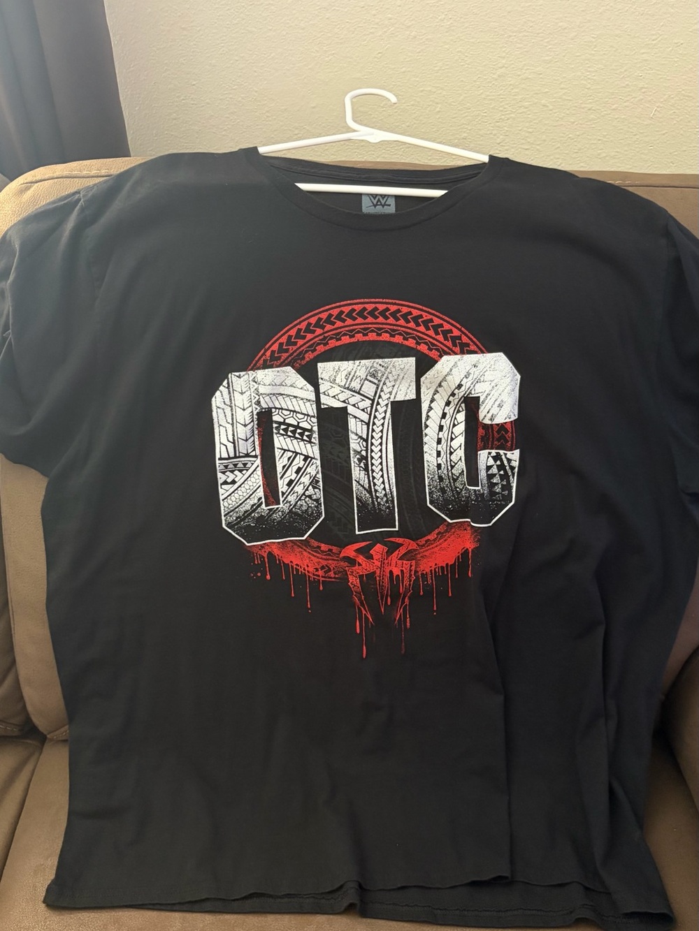 WWE Black Short-Sleeve Tee with Red and White OTC LOGO
